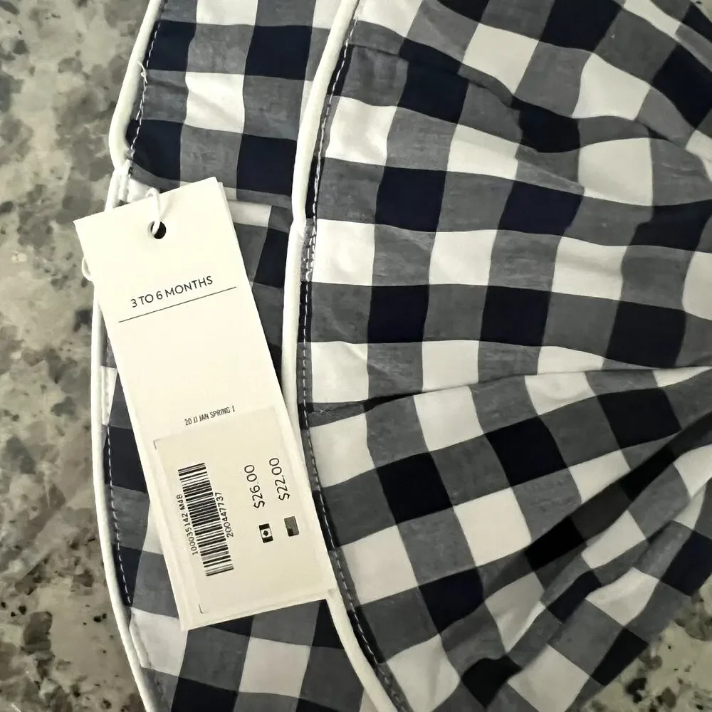 NEW Janie & Jack Navy Gingham Check‎ Print hat size 3 to 6 months